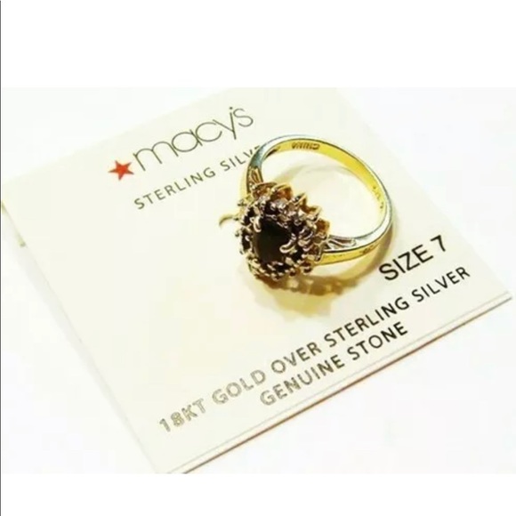 ⭕️Clearance⭕️Macys 18kt Gold ovr Silver Ring Stone - Picture 4 of 7